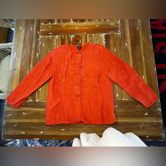 Eileen Fisher Women’s Mandarin Silk Cardigan Jacket Frog Button Size Large - Picture 8 of 8